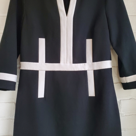 Diane Von Furstenberg DVF Black White Sheath Dress 3/4 Sleeve Size 4 - Picture 2 of 7